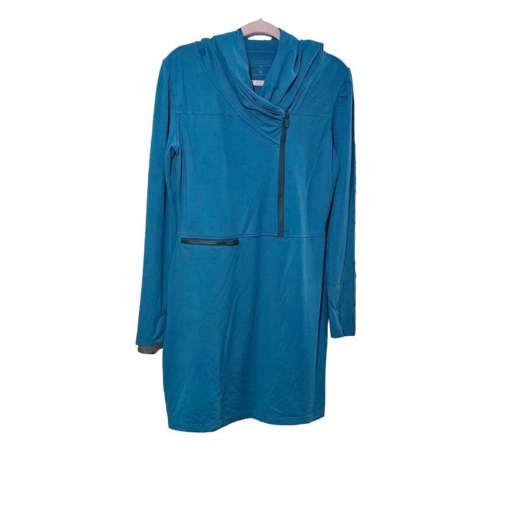 Athleta Teal Blue Hooded Athletic Dress, Top